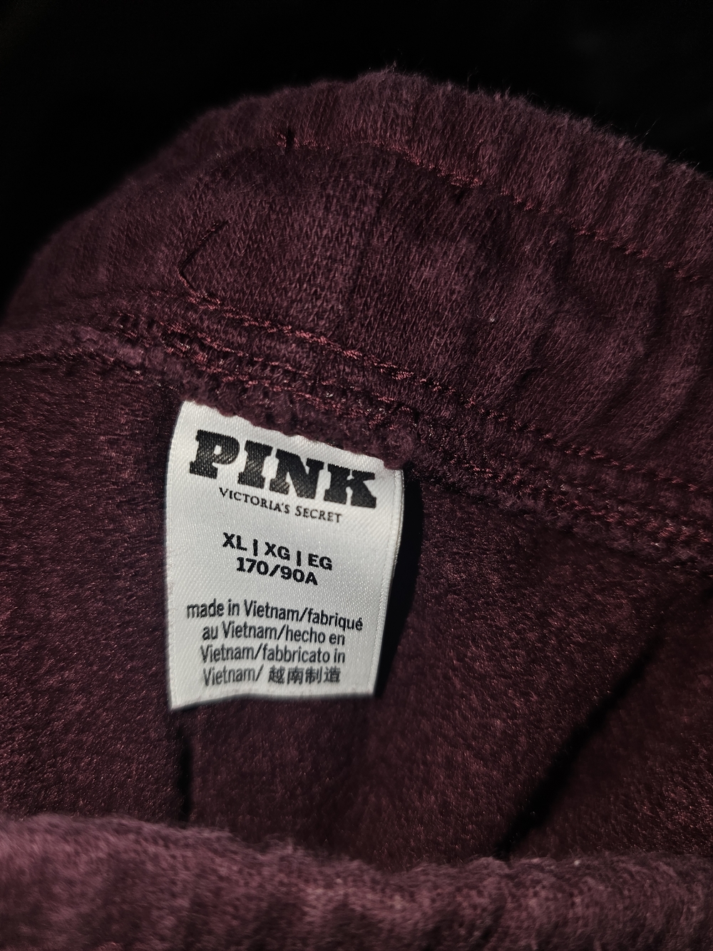 PINK Victoria's Secret Maroon Fleece Sweatshirt And Pants Matching Set Size XL - Picture 7 of 7